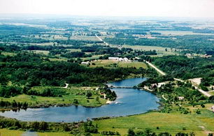 Aerial looking West - Country homes for sale and luxury real estate including horse farms and property in the Caledon and King City areas near Toronto